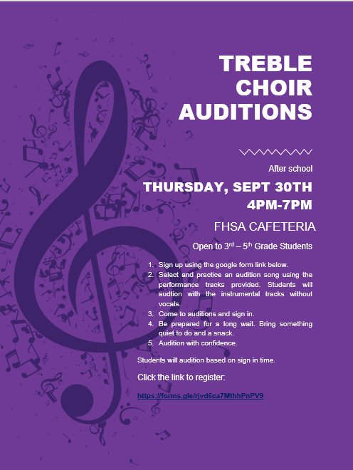 Treble Choir Audition Flyer / Instructions